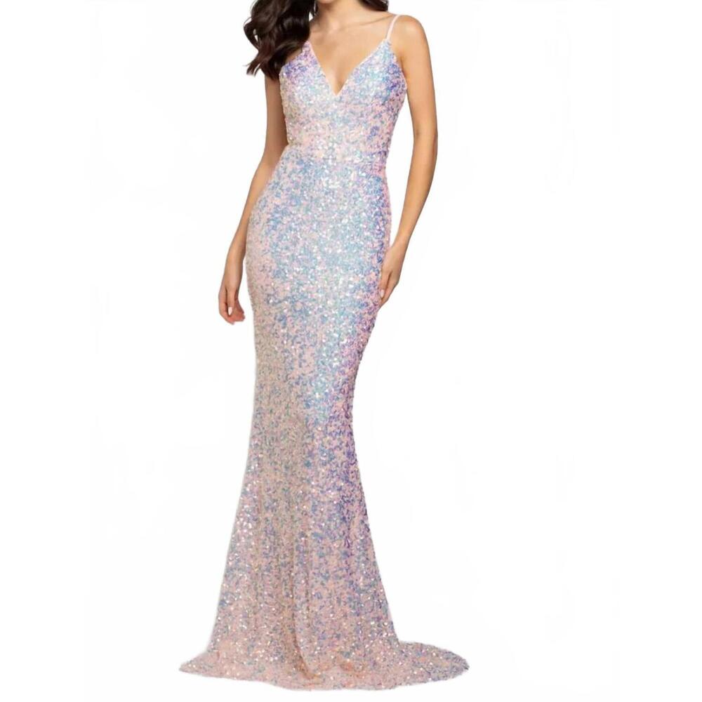 NEW SOPHIA THOMAS women's sequined dress in iight pink multi